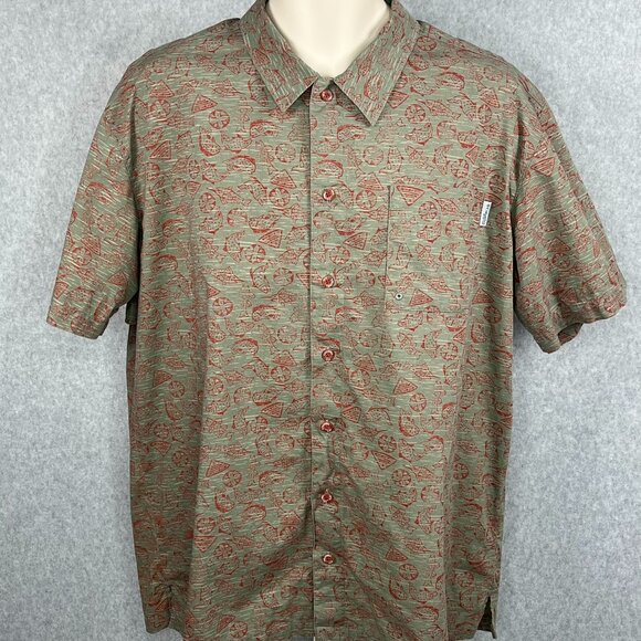Columbia PFG Shirt Mens L All Over Fish Print Performance Fishing Vented Trout - Picture 1 of 13